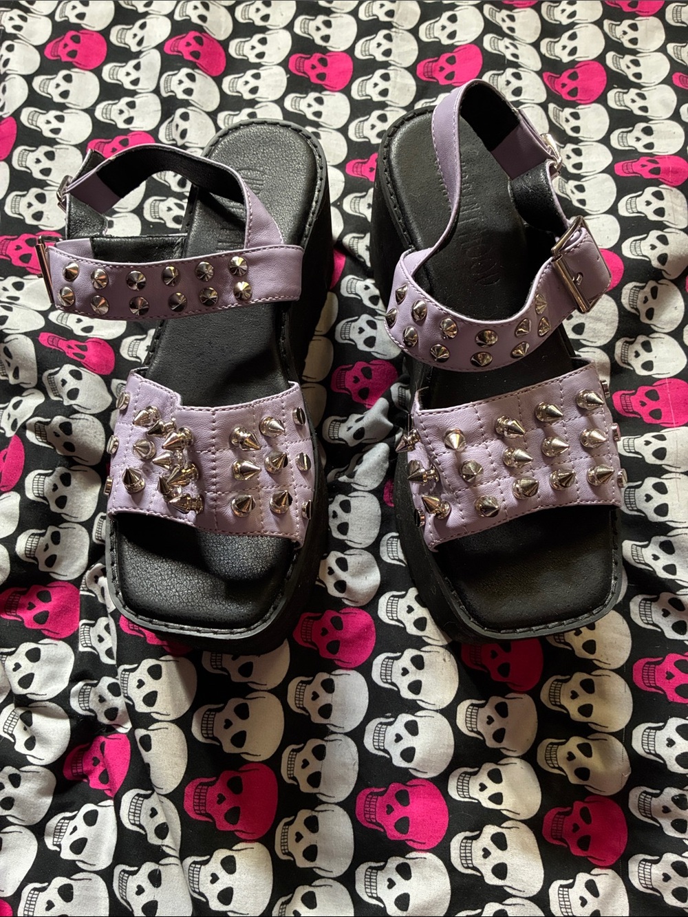 Lavender platform spiked sandals